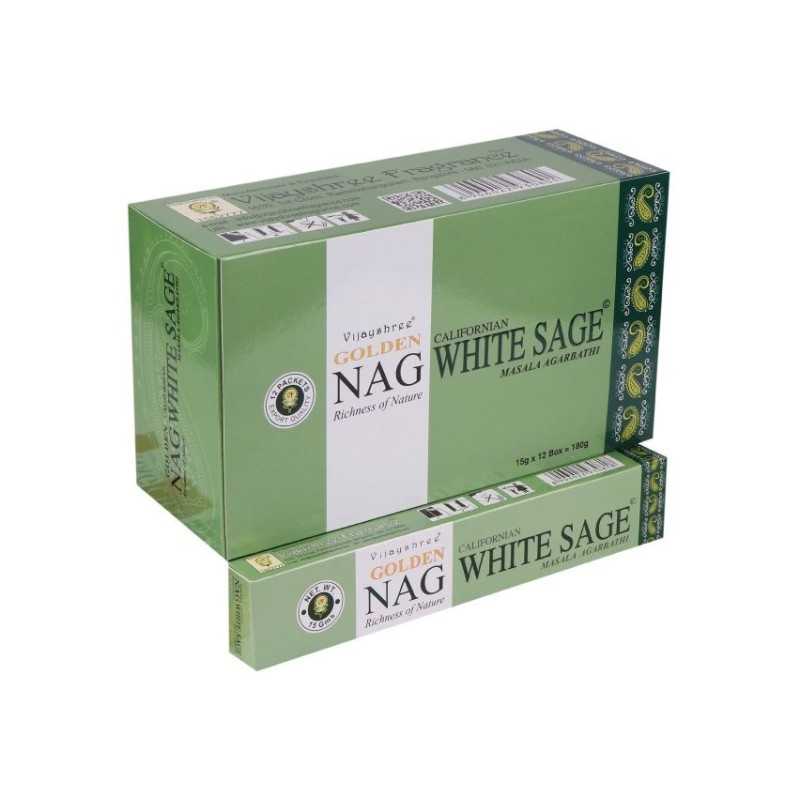 Incenso Vijayshree Golden Nag alla salvia bianca 15g
